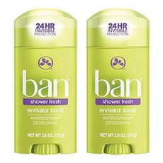 Ban Deodorant 2.6 Ounce Invisible Solid Shower Fresh (76ml) (2 Pack), One Color_One Size, One Color_One Size, 상세 설명 참조0