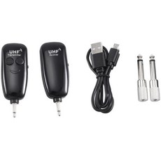 UHF 무선 시스템 USB 충전식 무선 기타 픽업 오디오 송신기 리시버 일렉트릭 기타 베이스 바이올린용, 01 Black
