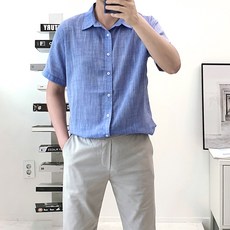 반팔린넨셔츠