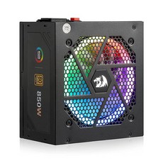 Redragon RGPS-650W 80+ 골드 650와트 ATX 완전 모듈식 전원 공급 장치 80 플러스 골드 인증 컴팩트 160mm 크기 및 저소음 RGB 팬 0RPM 10, 850 Watts, ATX 3.1 골드 BK
