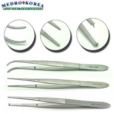 Medro-korea 의료용 간호사 핀셋 모음, 1개, 안과핀셋 무구(곡)10cm