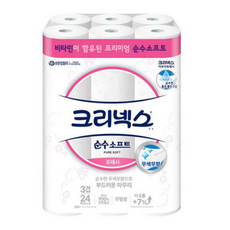 크리넥스 펄프 3겹 순수소프트 프레시 화장지 27m, 12, 5개