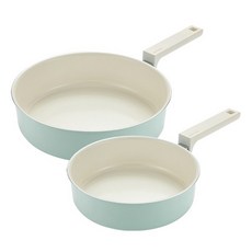 해피콜 인덕션 앳지 블랑 IH 프라이팬 2종 세트, 프라이팬 20cm + 24cm, 민트