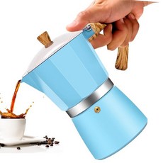 Vaolvpant 12컵 알루미늄 모카포트 레드 클래식 스토브탑 에스프레소 커피 메이커 600ml 591.5ml(20온스) 커피 메이커 퍼컬레이터 모카 익스프레스 클래식 카페 메이, 6 Cup, Blue