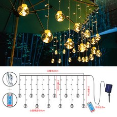 태양광 원구등 채등별장 정원 야외 주택정원 장식, C.3.5m 버킷커튼램프-온난색 태양광+USB