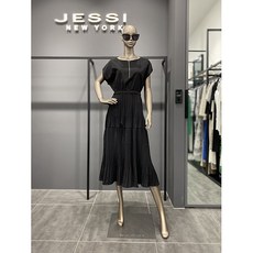 제시뉴욕 캡소매 허리 밴딩 플리츠 원피스 BDM5PNOP9760