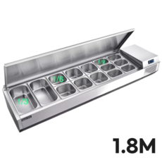 ITEMSTORY 업소용 냉장고 반찬 쇼케이스 테이블 김밥 토핑 900 1200 1500 과일 셀프바 밧드 소스 샐러드 소형 평대, 탁상용1.8M