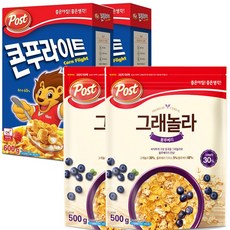 포스트 콘푸라이트600g x2개 + 그래놀라 블루베리500g x2개 시리얼 / 씨리얼 콘푸로스트 콘프라이트 콘프레이크, 1개