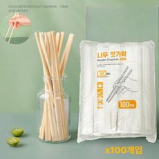 더에코 일회용 고급 위생 나무젓가락, 2개, 100개