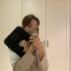 아이패드파우치 태블릿파우치 세컨드모닝 세컨드모닝파우치 위글위글아이패드파우치, 베이지