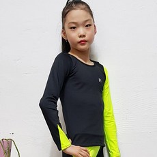 한디자인 리듬체조 연습복 F/W 컬러블록 롱슬리브 (블랙+그린)