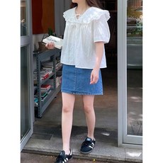 [정품매장] 올리브데올리브 여성 데일리 캐주얼 블라우스 [인플루언서 경은 착장상품] 러플 카라 자수 OW4MB416