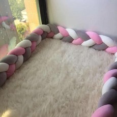 가드레일 유아용 아기 침대 범퍼 브레이드 매듭 베개 쿠션 3M 보호대 룸 장식, [02] Gray White Pink 3M