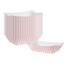 Restaurantware Bio Tek 0.9k(2) 푸드 보트 일회용 종이 푸드 트레이 - 튼튼함 기름 방지 위장 종, 핑크 & 화이트, 1개