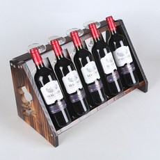 와인랙 와인홀더 와인잔홀더 원목품질 가정용, T05-실목 구이색 진열 5걸이식 4직사각형 50CM