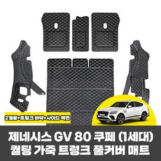 [제네시스] GV80 쿠페 JX1 5인승 차량용품 2열등받이+트렁크바닥+사이드벽면 풀커버 매트 세트 (블랙)