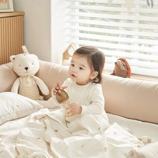에시앙 아기침대가드 베이직 범퍼쿠션 (솜포함) (디자인선택), 베이지