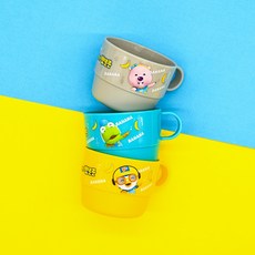 홈앤키즈 뽀로로 바나나차차 핸들컵 3P 유아 어린이집 유치원 물컵 양치컵 유아컵, 3개