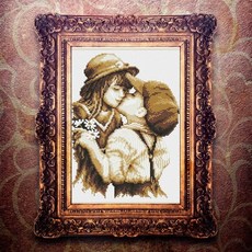 산수화 펀치니들초보 스킬자수대형 30X39CM 크로스 스티치 세트 키트 로맨틱 키스