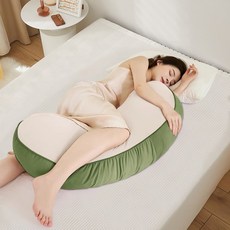 LINSHU 다용도 부드러운 바나나 바디필로우 숙면 도우미 롱베개 커버분리세탁, 그린