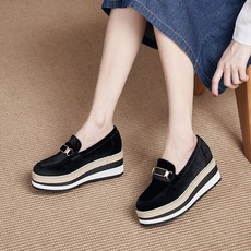 여성 키높이 슬립온 발편한 가죽 단화 여성용 데일리 소가죽 로퍼