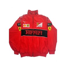 레이싱 자켓 로고 점퍼 라이더 사이클링 수트 오버핏 오토바이 야구 점퍼 Racing, 레드 페라리 B