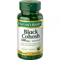 dsxtrade Natures Bounty 블랙 코호시 승마 추출물 갱년기 Cohosh 뿌리 허브 폐경기 540mg 100캡슐, 1개