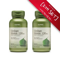 [사은품증정] GNC 징코 빌로바 120mg 100정 (캡슐) Herbal Plus Standardized Ginkgo Biloba 120mg 100Vcaps, 2개