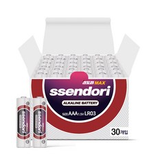 쎈도리 맥스 알카라인 AAA 건전지, 1개, 30개입