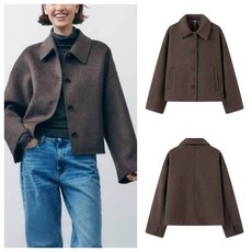 모직 자켓 가을 심플 카라 울 여성