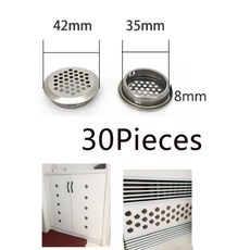 QDY 30Pcs 35mm 라운드 공기 밑창 통풍구 커버 메쉬 루버 캐비닛 주방