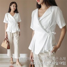 미씨엘라 카노 허리 리본 랩 자켓