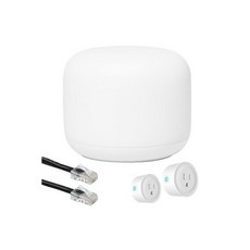 [미국] 913901 Google Wi-Fi Router 1-pack(GA00595-US) w/ 2Pack WiFi Smart Plug & Ethernet Cable, 단일상품