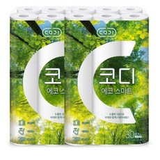 코디 3겹 에코 스마트 롤화장지 22m, 30롤, 2개