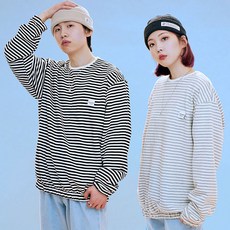 [어퍼스트로피 콤마] 윙클 스트라이프 스웨트셔츠 (블랙/아이보리)