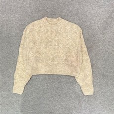 울혼방 모헤어 니트 케이블 여성 니트 _ 베이지 니트