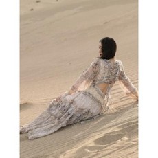 실내 쉬폰 원피스 호텔 수영장 수영복 레이스업 슬림하게 살코기 하이난 싼야 비치 스커트, 01 무늬와 색깔