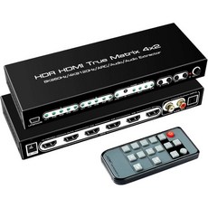 FERISA 8K 4X2 HDMI 매트릭스 4 in 2 Out 2.1 비디오 스위처 스플리터 광 및 L R 오디오 출력 4K 120Hz 지원 HDR10 HDCP2.3 Dol b, 8K 4x2 HDMI Matrix, 1개