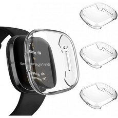 Fitbit Sense / Versa 3와 호환되는 Voakod 화면 보호기 케이스 TPU 견고한 범퍼 케이스 커버 Fitbit Sense / Versa 3 스마트, 단일옵션, 단일옵션