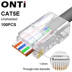 랜툴 세트 인터넷 랜선 랜케이블 작업 공구 onti rj45 압착 공구 cat6 cat5 cat5e 8p8c 커넥터(교체 블레이드 포함)용 크림퍼 통과 이더넷 케이블 스트리퍼, cat5e-uns-100pcs