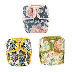 ReUseLife One Size Cloth Diaper Cover Snap with Double Gusset 3 Pack (Rose Pineapple Bloom), Rose Pineapple Bloom, 1개