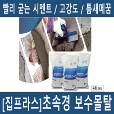 [집프라스]JS100 2KG 소포장 초속경 고강도 보수몰탈 시멘트 콘크리트 즉시경화 바닥, 2KG(1EA)