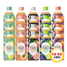 웅진 티즐 제로 500ml 20개 유자그린티 피치우롱티 자몽블랙티 라임민트티 피치얼그레이티 각4개씩