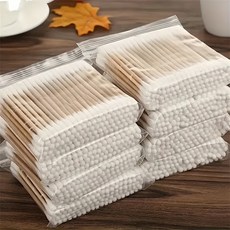 멸균면봉 나무 막대가 있는 양면 100 메이크업 면봉 스틱 귀 청소 및 제거에 사용, [01] white