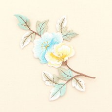  릴리패브릭 73 886 목단 꽃 자수장식_스카이 옐로우 