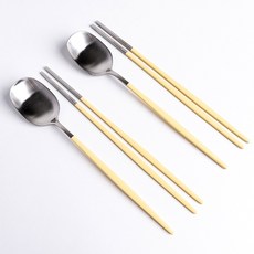 헤이즈리빙 스텐304 수저세트 한식 부부 수저 숟가락 젓가락, 버터, 젓가락 (2p) + 숟가락 (2p), 1세트