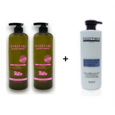 마키사키 아사이 데일리 샴푸 2개 + 바이오 코팅 샴푸 1000ml, 1L