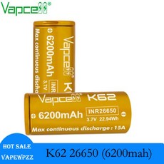 Vapcell 용량 개 26650 셀 K62 배터리 손전등용 26650 6200MAH 리튬 3.7V 15A 1-10 충전식, 6)10 piece battery