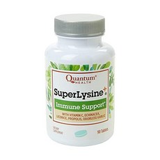 Quantum Health SuperLysine+ 고급 포뮬러 면역 지원 보조제|비타민 C 에키네시아 감초 프로폴리스 및 무취 마늘 함유|90정