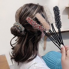 R131 반짝반짝 와이어 올림 머리끈 2개 똥머리 사과머리 와이어 헤어타이